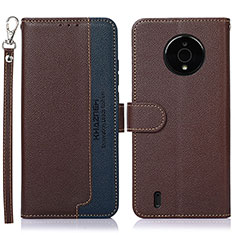 Funda de Cuero Cartera con Soporte Carcasa A09D para Nokia C200 Marron