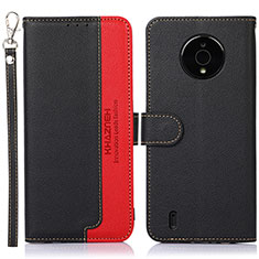 Funda de Cuero Cartera con Soporte Carcasa A09D para Nokia C200 Negro