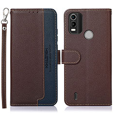 Funda de Cuero Cartera con Soporte Carcasa A09D para Nokia C21 Plus Marron