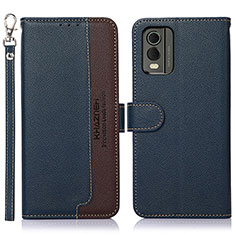 Funda de Cuero Cartera con Soporte Carcasa A09D para Nokia C210 Azul