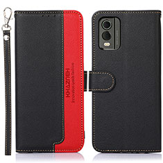 Funda de Cuero Cartera con Soporte Carcasa A09D para Nokia C32 Negro