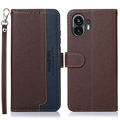 Funda de Cuero Cartera con Soporte Carcasa A09D para Nothing Phone 2 Marron