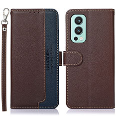 Funda de Cuero Cartera con Soporte Carcasa A09D para OnePlus Nord 2 5G Marron