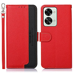 Funda de Cuero Cartera con Soporte Carcasa A09D para OnePlus Nord 2T 5G Rojo