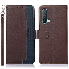 Funda de Cuero Cartera con Soporte Carcasa A09D para OnePlus Nord CE 5G Marron