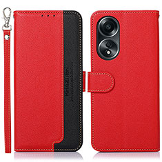 Funda de Cuero Cartera con Soporte Carcasa A09D para Oppo A18 Rojo