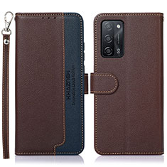 Funda de Cuero Cartera con Soporte Carcasa A09D para Oppo A53s 5G Marron