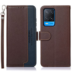 Funda de Cuero Cartera con Soporte Carcasa A09D para Oppo A54 4G Marron