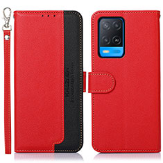 Funda de Cuero Cartera con Soporte Carcasa A09D para Oppo A54 4G Rojo