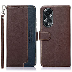 Funda de Cuero Cartera con Soporte Carcasa A09D para Oppo A78 4G Marron