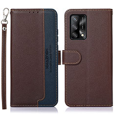 Funda de Cuero Cartera con Soporte Carcasa A09D para Oppo A95 4G Marron