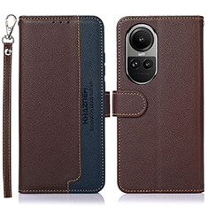 Funda de Cuero Cartera con Soporte Carcasa A09D para Oppo Reno10 5G Marron