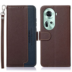 Funda de Cuero Cartera con Soporte Carcasa A09D para Oppo Reno11 5G Marron