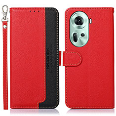 Funda de Cuero Cartera con Soporte Carcasa A09D para Oppo Reno11 5G Rojo