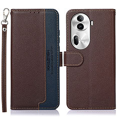 Funda de Cuero Cartera con Soporte Carcasa A09D para Oppo Reno11 Pro 5G Marron