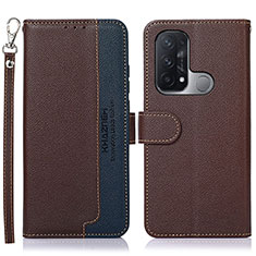 Funda de Cuero Cartera con Soporte Carcasa A09D para Oppo Reno5 A Marron