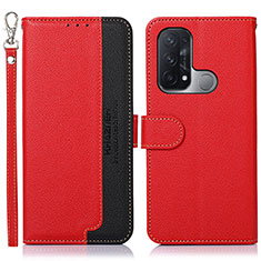 Funda de Cuero Cartera con Soporte Carcasa A09D para Oppo Reno5 A Rojo