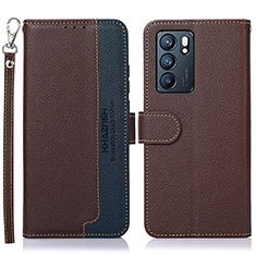 Funda de Cuero Cartera con Soporte Carcasa A09D para Oppo Reno6 5G Marron