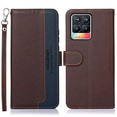 Funda de Cuero Cartera con Soporte Carcasa A09D para Realme 8 4G Marron