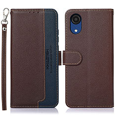 Funda de Cuero Cartera con Soporte Carcasa A09D para Samsung Galaxy A03 Core Marron