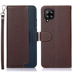 Funda de Cuero Cartera con Soporte Carcasa A09D para Samsung Galaxy A22 4G Marron