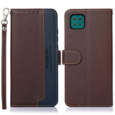 Funda de Cuero Cartera con Soporte Carcasa A09D para Samsung Galaxy A22s 5G Marron