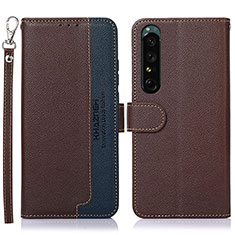 Funda de Cuero Cartera con Soporte Carcasa A09D para Sony Xperia 1 IV Marron