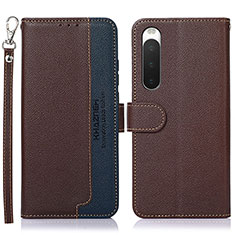 Funda de Cuero Cartera con Soporte Carcasa A09D para Sony Xperia 10 IV SO-52C Marron