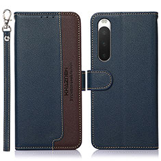 Funda de Cuero Cartera con Soporte Carcasa A09D para Sony Xperia 10 IV SOG07 Azul