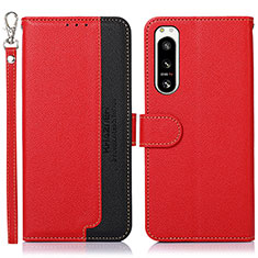 Funda de Cuero Cartera con Soporte Carcasa A09D para Sony Xperia 5 IV Rojo