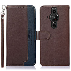 Funda de Cuero Cartera con Soporte Carcasa A09D para Sony Xperia PRO-I Marron