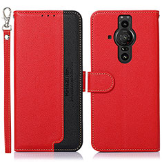 Funda de Cuero Cartera con Soporte Carcasa A09D para Sony Xperia PRO-I Rojo