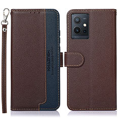 Funda de Cuero Cartera con Soporte Carcasa A09D para Vivo T1 5G India Marron