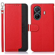 Funda de Cuero Cartera con Soporte Carcasa A09D para Vivo T1 Pro 5G Rojo