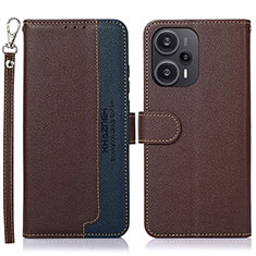 Funda de Cuero Cartera con Soporte Carcasa A09D para Xiaomi Poco F5 5G Marron