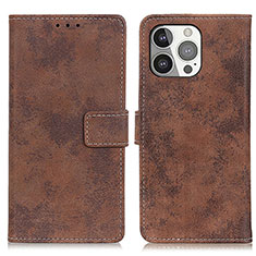 Funda de Cuero Cartera con Soporte Carcasa A10 para Apple iPhone 15 Pro Marron