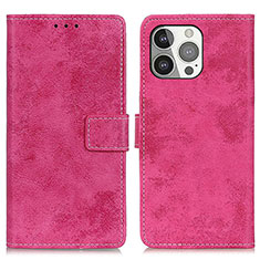 Funda de Cuero Cartera con Soporte Carcasa A10 para Apple iPhone 15 Pro Max Rosa Roja