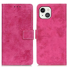 Funda de Cuero Cartera con Soporte Carcasa A10 para Apple iPhone 15 Rosa Roja