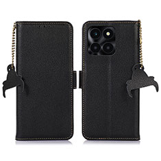 Funda de Cuero Cartera con Soporte Carcasa A10D para Huawei Honor X6a Negro