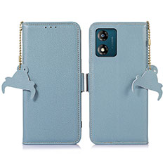 Funda de Cuero Cartera con Soporte Carcasa A10D para Motorola Moto E13 Azul Claro