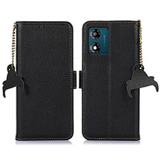 Funda de Cuero Cartera con Soporte Carcasa A10D para Motorola Moto E13 Negro