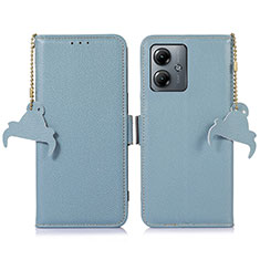 Funda de Cuero Cartera con Soporte Carcasa A10D para Motorola Moto G14 Azul Claro