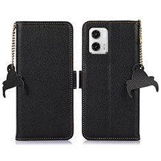 Funda de Cuero Cartera con Soporte Carcasa A10D para Motorola Moto G73 5G Negro