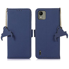 Funda de Cuero Cartera con Soporte Carcasa A10D para Nokia C110 Azul