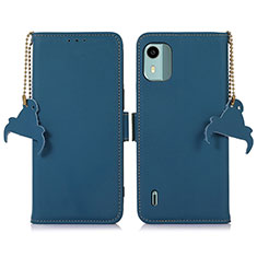 Funda de Cuero Cartera con Soporte Carcasa A10D para Nokia C12 Azul