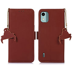 Funda de Cuero Cartera con Soporte Carcasa A10D para Nokia C12 Marron