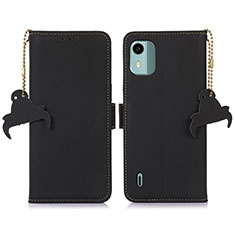 Funda de Cuero Cartera con Soporte Carcasa A10D para Nokia C12 Negro