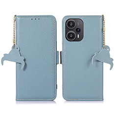 Funda de Cuero Cartera con Soporte Carcasa A10D para Xiaomi Poco F5 5G Azul Claro