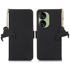 Funda de Cuero Cartera con Soporte Carcasa A11D para Asus ZenFone 10 Negro