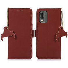 Funda de Cuero Cartera con Soporte Carcasa A11D para Nokia C32 Marron